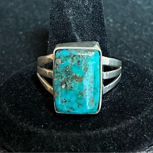 Vintage Navajo Potawatomi John T. Shopteese Sterling Silver Turquoise Ring